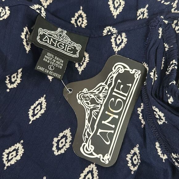 ANGIE Cold Shoulder 3/4 Sleeve Crochet Detailing Blouse Top Size L - Picture 4 of 7